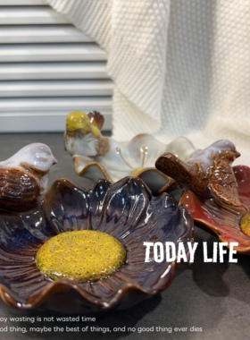 外贸尾单 窑变小鸟系列 陶瓷水果盘 茶点果盘 零食盘 茶桌装饰
