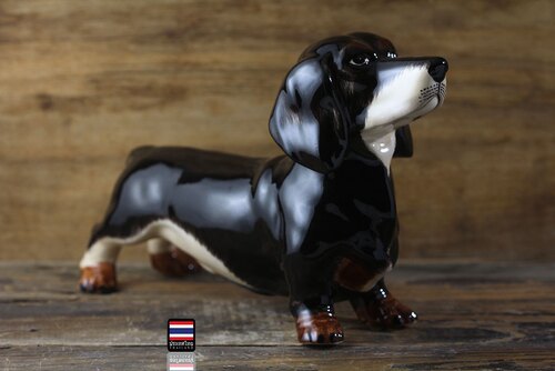 泰国手工新居手绘3D立体动物存黑白腊肠犬狗储蓄罐家居摆件礼钱罐