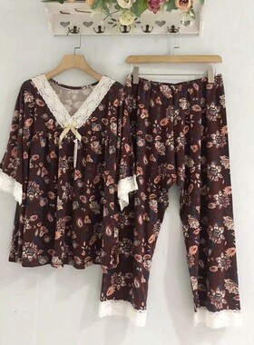 祥云莫代尔套装大码春夏家居服