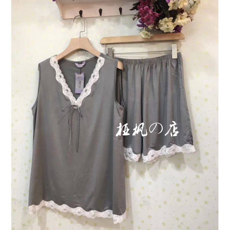 包邮祥云女士牛奶丝睡衣两件套砍袖短裤夏季家居服 起居服