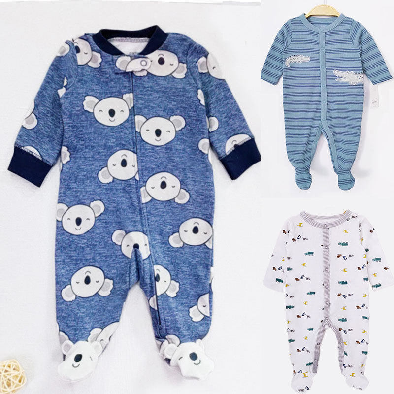 新款秋冬婴儿连体衣纯棉宝宝秋长袖长爬服新生儿包脚打底外穿哈衣