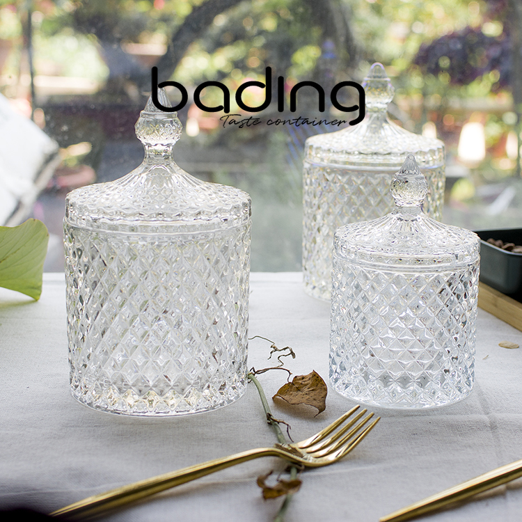 北欧风格罗马水晶玻璃容器收纳罐
