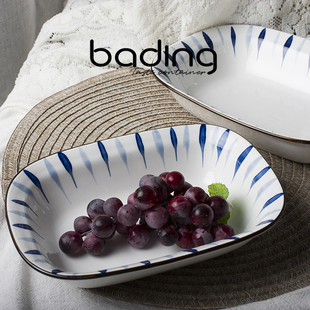 北欧风格陶瓷餐具长方形烤盘面包盘沙拉汤盆玉米蘑菇浓汤盘西餐盘