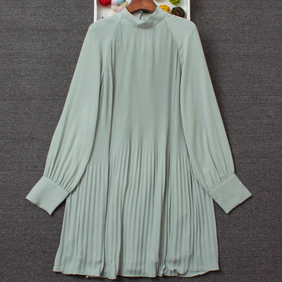 时尚直筒雪纺纯色百褶裙