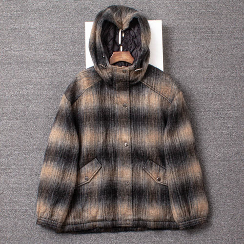 时尚风羊毛常规连帽拉毛羽绒服