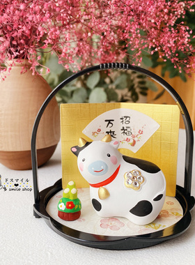 招福纳财提篮牛礼物摆件