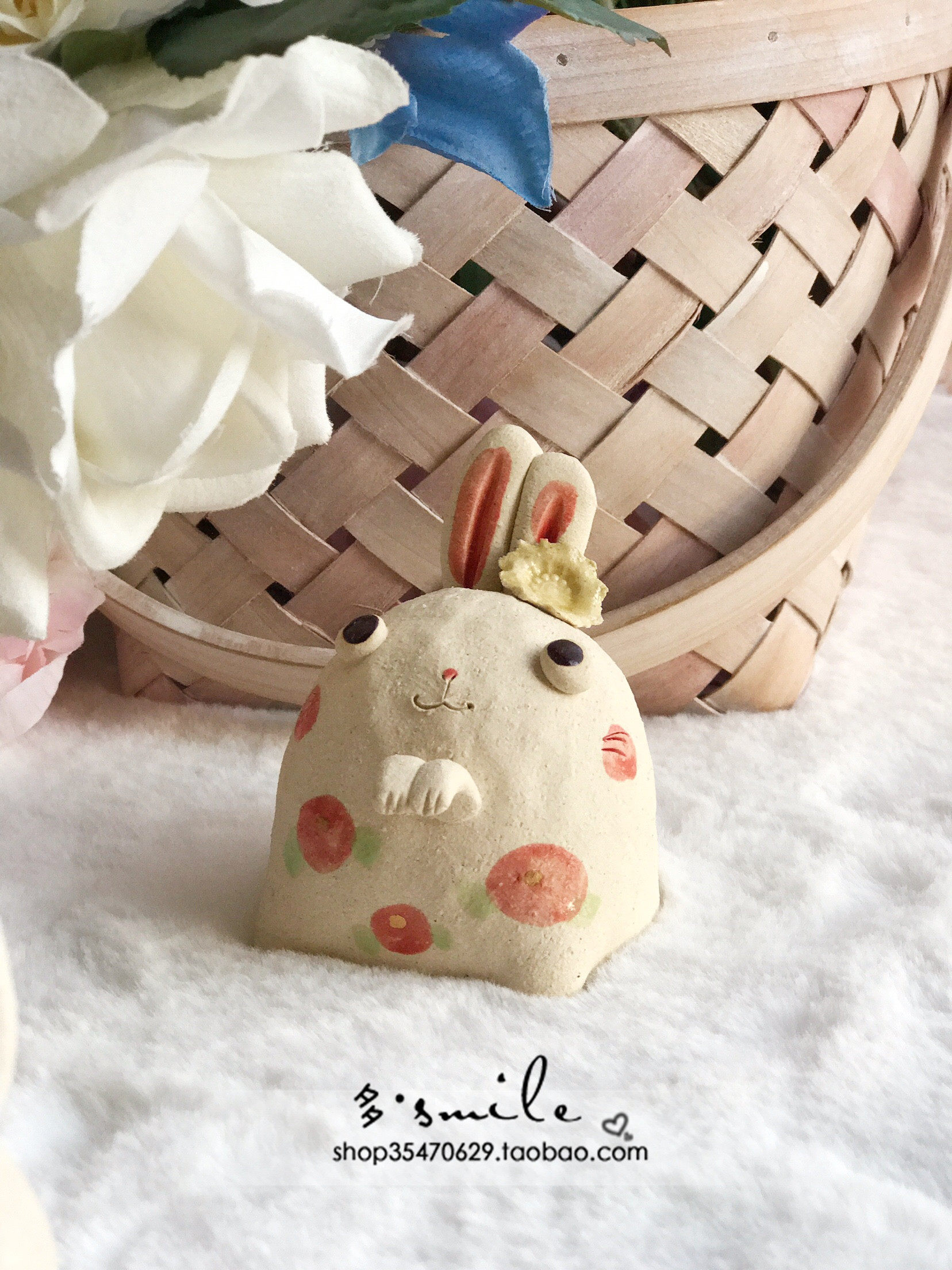 现货本手工制呆萌兔子萌萌哒兔子陶土陶器摆件粗陶兔子摆件46746