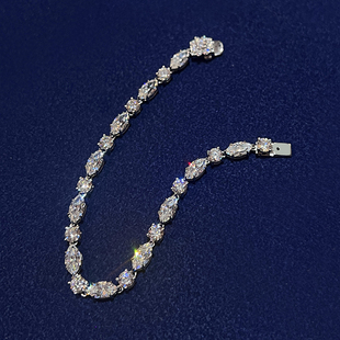轻奢气质人工钻石手链女满钻纯银18K金进口人造马眼异形钻石拼接