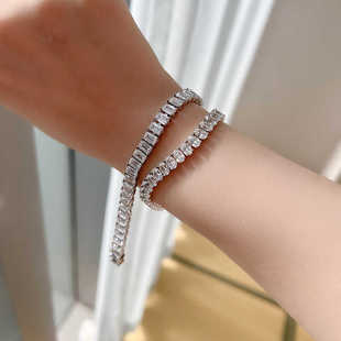 巨闪满钻椭圆鸽子蛋方钻钻石手链女人工仿真钻超闪排钻钻男时尚