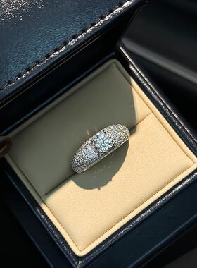 欧美风超闪满钻宽版排戒钻石戒指