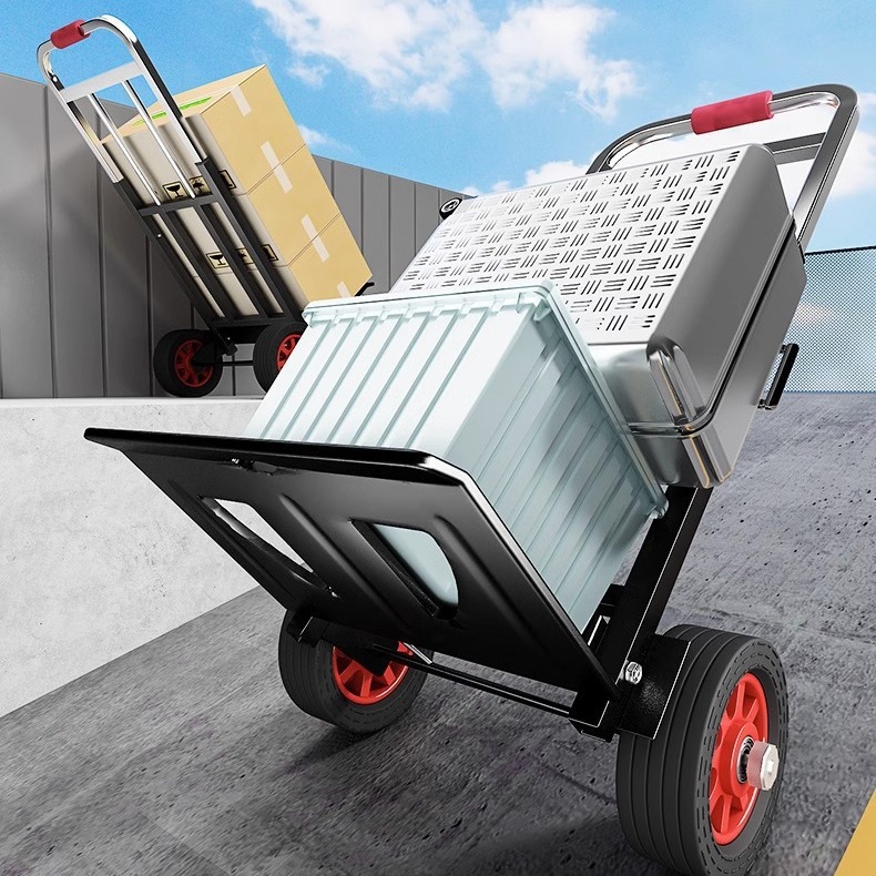 钢板小推车拉货折叠轻便携拉杆车家用小拖车行李搬运爬楼梯手推车