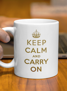 keep calm and carry on mug保持冷静继续前行陶瓷马克杯喝水杯子