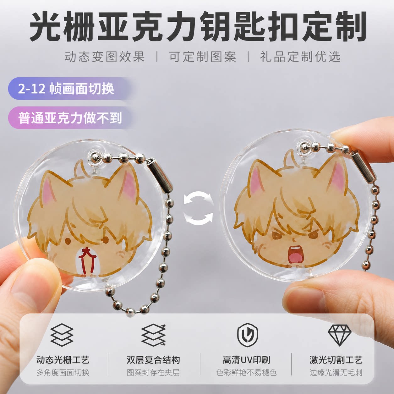 3D光栅亚克力钥匙扣定制图片
