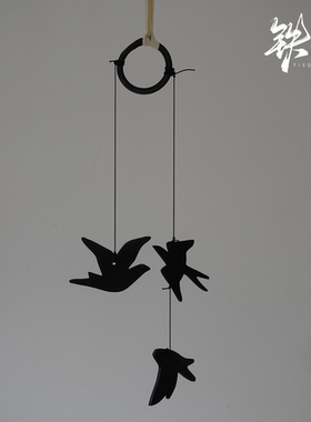 手工锻打老铁器风铃燕子露营挂饰家居装饰铃铛礼物日式风铃