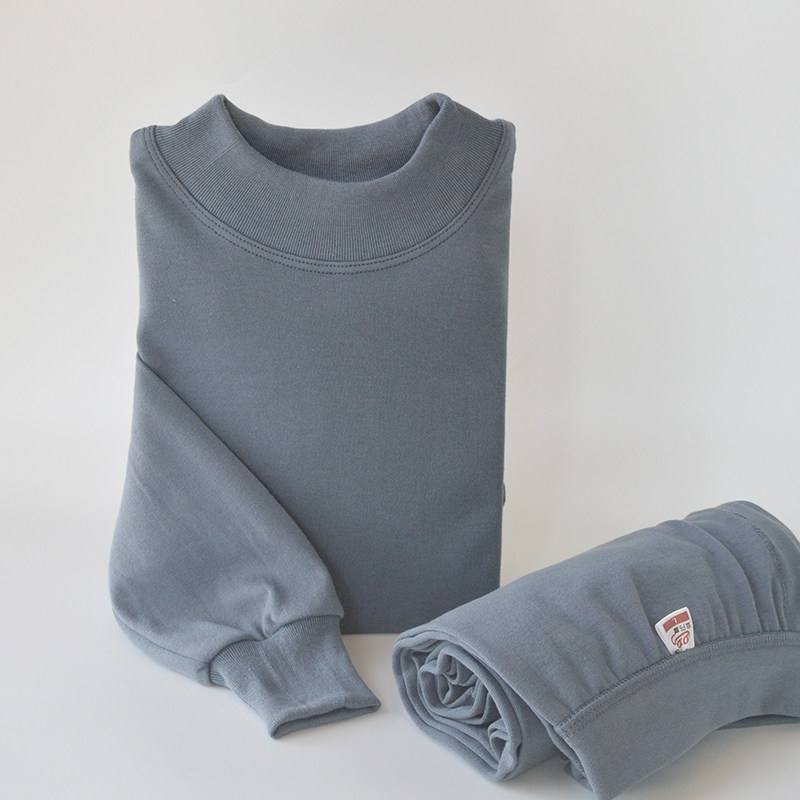 全棉男装中高领纯棉秋衣秋裤套装中老年人内衣裤加厚保暖棉毛衫裤