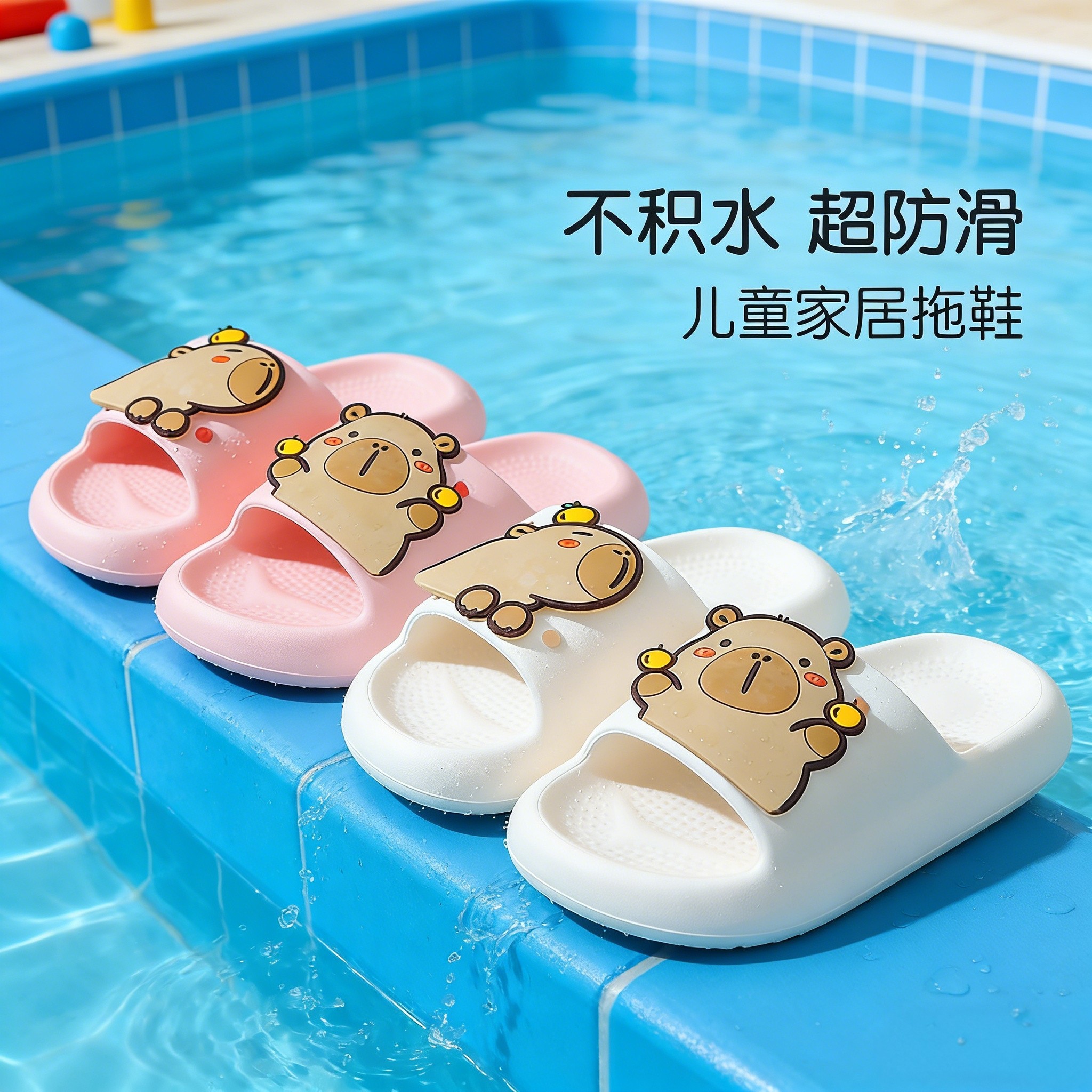 卡皮巴拉儿童拖鞋女童男童女孩防滑卡通可爱夏季洗澡亲子居家凉拖,童鞋/婴儿鞋/亲子鞋,儿童凉拖鞋,淘宝优惠券,粉丝福利购,淘宝优惠卷