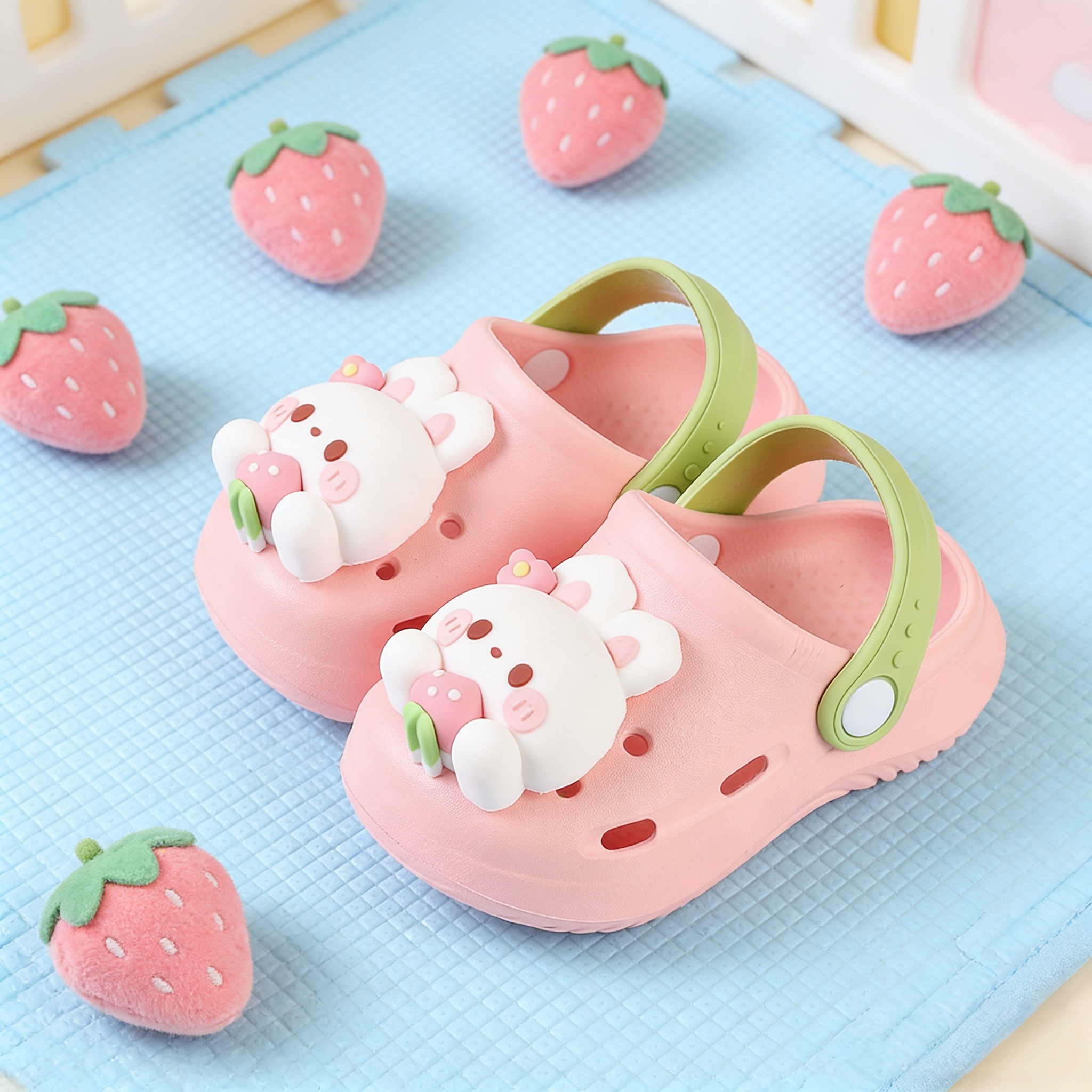 草莓兔儿童拖鞋男女童女孩防滑夏季室内洗澡可爱卡通家居沙滩凉拖,童鞋/婴儿鞋/亲子鞋,儿童凉拖鞋,淘宝优惠券,粉丝福利购,淘宝优惠卷