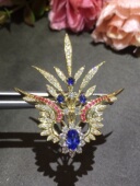 18k金蓝宝石钻石配镶红宝石胸针 款 式 宫廷古典款 精致 工艺超赞
