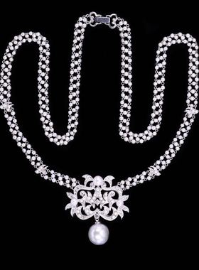 蕾丝复古小米珠柔软细腻钻石项链