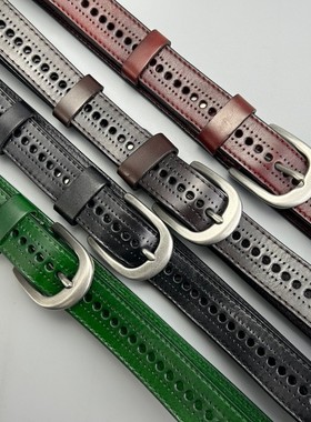 D家鞋库 2.8CM头层黄牛皮镂空女皮带腰带 整条好皮很耐用 T005