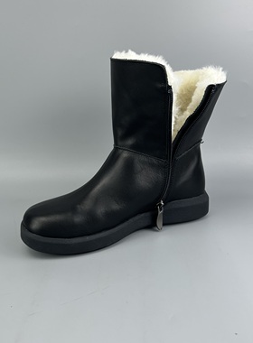 D家鞋库 1516厚羊毛里保暖牛皮女靴 冬季防寒平底雪地靴 休闲好穿