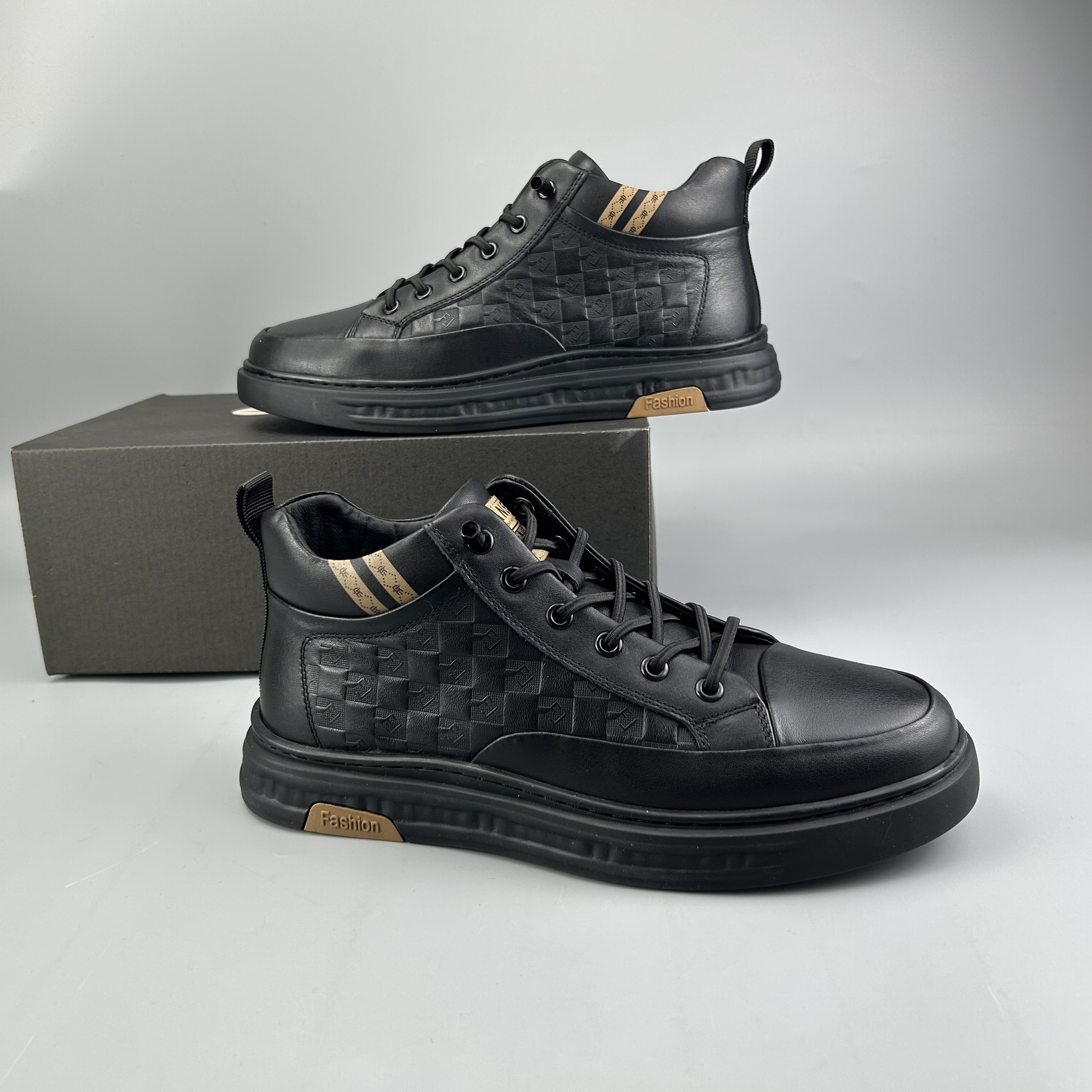 冬天加绒男鞋韩版高帮皮鞋