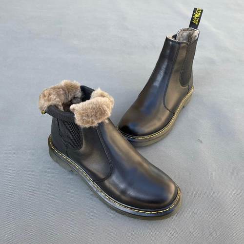 皮毛一体保暖女靴短靴牛皮