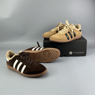 秋冬板鞋 复古女鞋 2108 绒里保暖牛皮反毛皮德训鞋 D家16年老店