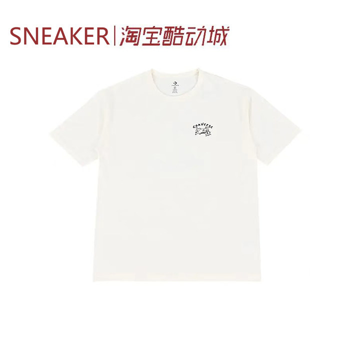 #匡威 Converse 套头简约短袖T恤 男款 米白色 MCH621-W2Y