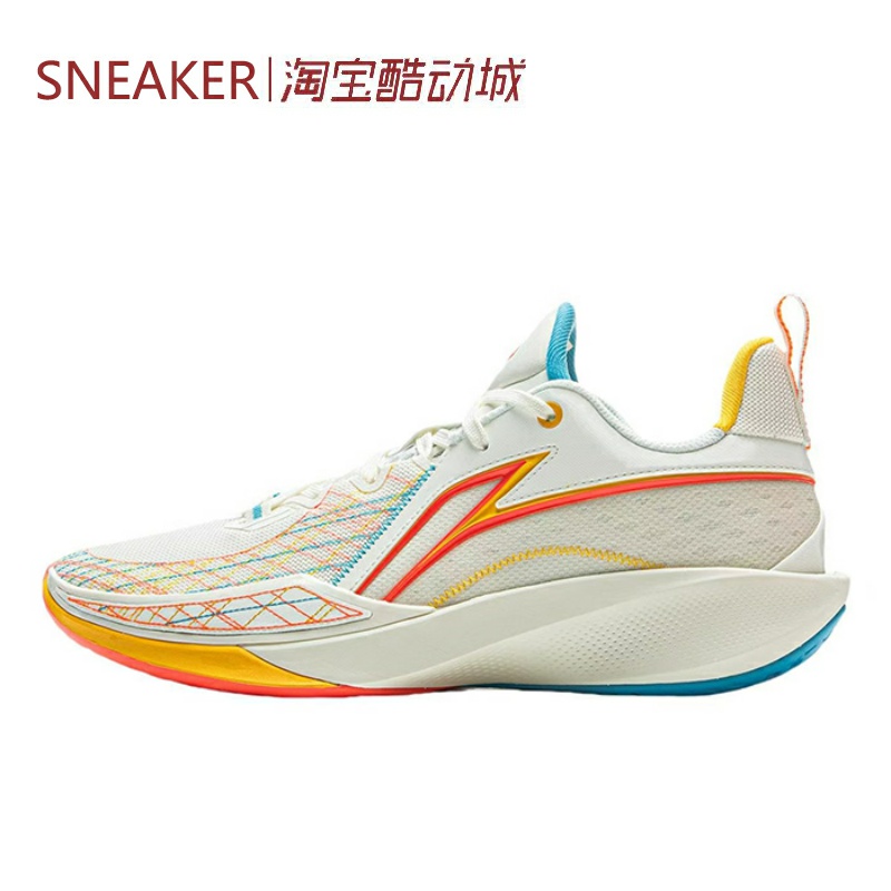 #LiNing 李宁 闪凌2 棱镜 䨻科技 低帮 篮球鞋 白蓝 ABAV009-5