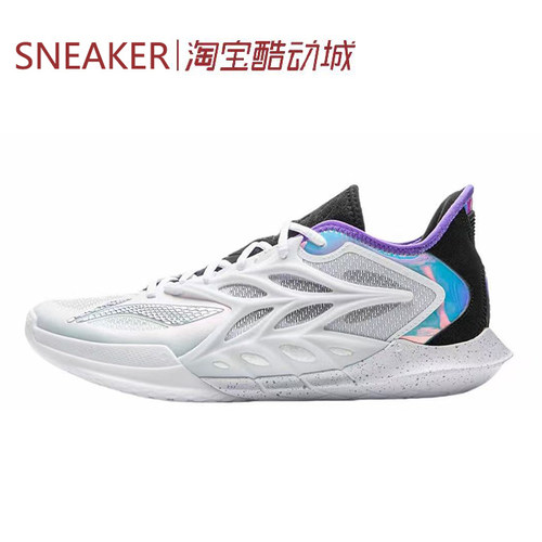 #LiNing 李宁 闪击12 低帮 篮球鞋 标准白 紫色 ABAV069-2-3