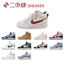 热销Nike Court Borough Mid 板鞋 小乔治城 白红 844907-005