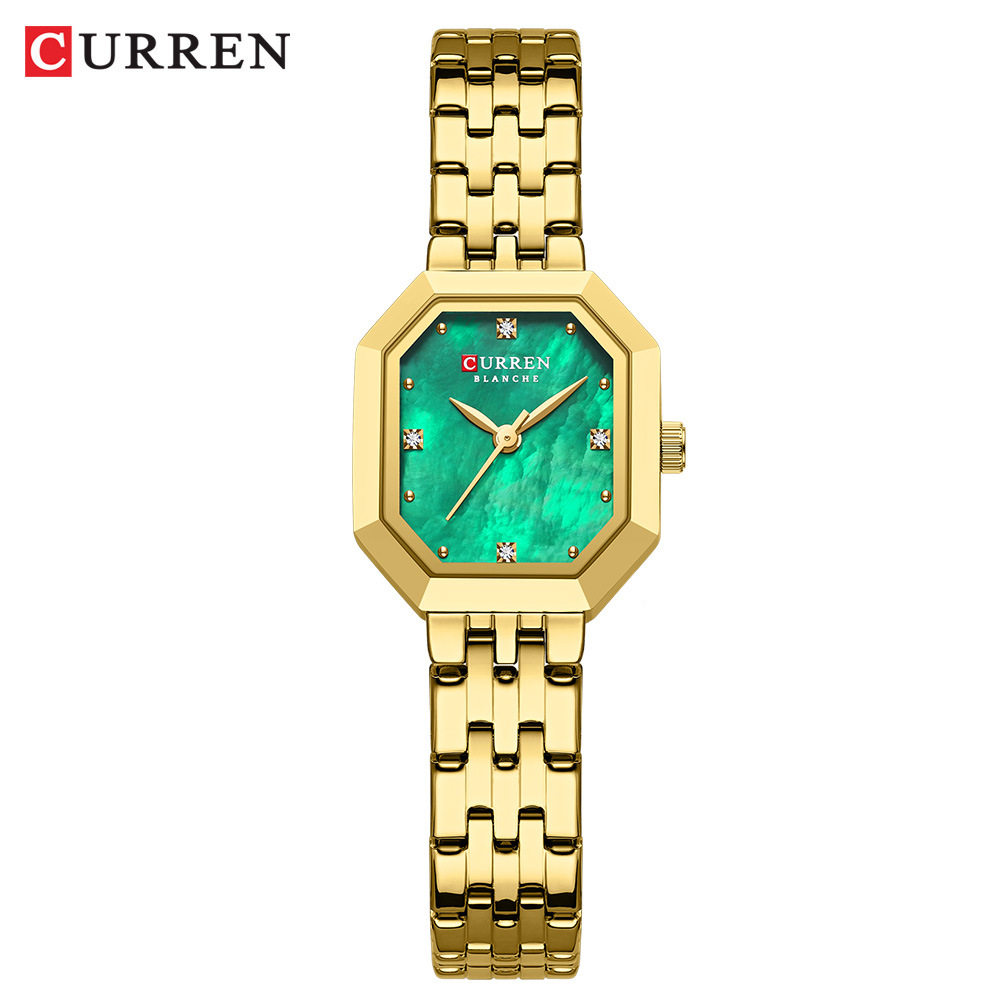 CURREN/卡瑞恩9108时尚长方形女士手表 贝壳表盘唯美腕表气质表