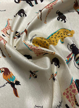 童趣21姆米人字纹印花真丝面料高端桑蚕丝爽滑衬衫连衣裙旗袍布料