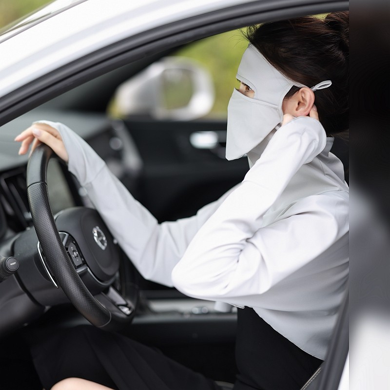 夏天开车遮阳神器脸基尼面罩护全脸冰丝防晒披肩连肩长袖防紫外线