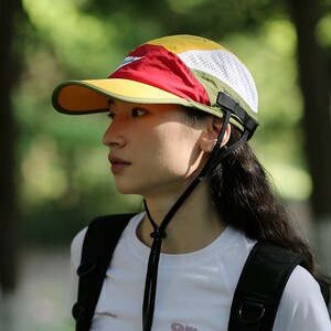 轻量化速干网眼拼接鸭舌帽夏季男女骑行冲浪绑带帽子户外遮阳防晒