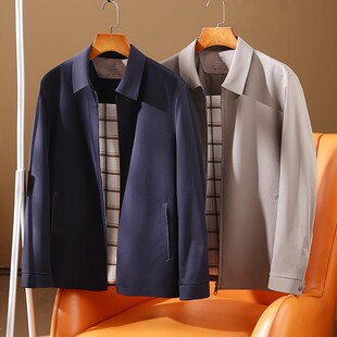 IN BLUE 高端商务干部风!质感满满春季新款翻领行政夹克外套男
