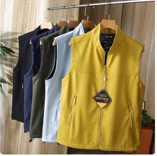 鸟家户外秋冬立领防风防泼水软壳加绒保暖马甲防刮耐磨无袖 坎肩男