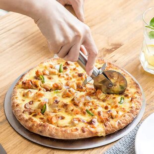 不锈钢披萨刀不锈钢滚刀切披萨刀硅胶刷单轮比萨滚针铲刀防烫钳子