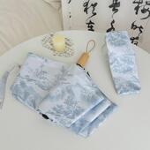 沧海桑田水墨画 画全自动晴雨两用黑胶抗折叠遮伞