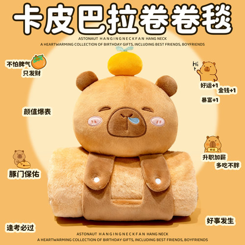 可爱卡通抱枕被子两用午睡毯