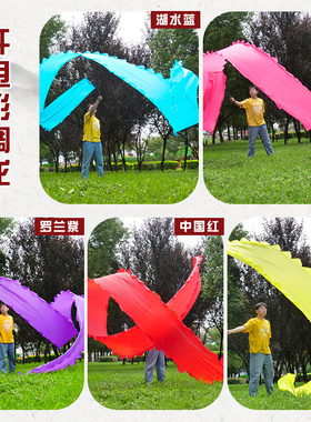 速发彩绸健身飘带彩带龙缩园舞龙公杆广场甩龙舞绸子甩伸绸