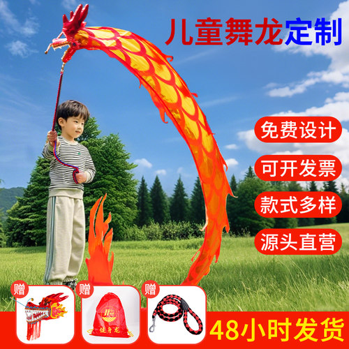 儿童舞龙彩带健身龙新款彩带龙甩龙舞蹈道具空竹龙头舞龙表演道具
