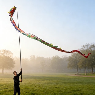 高杆舞龙广场健身龙高空筒子龙彩带龙空竹龙甩龙长龙彩虹龙道具杆