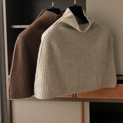 高领秋冬季针织毛衣披肩外搭围脖