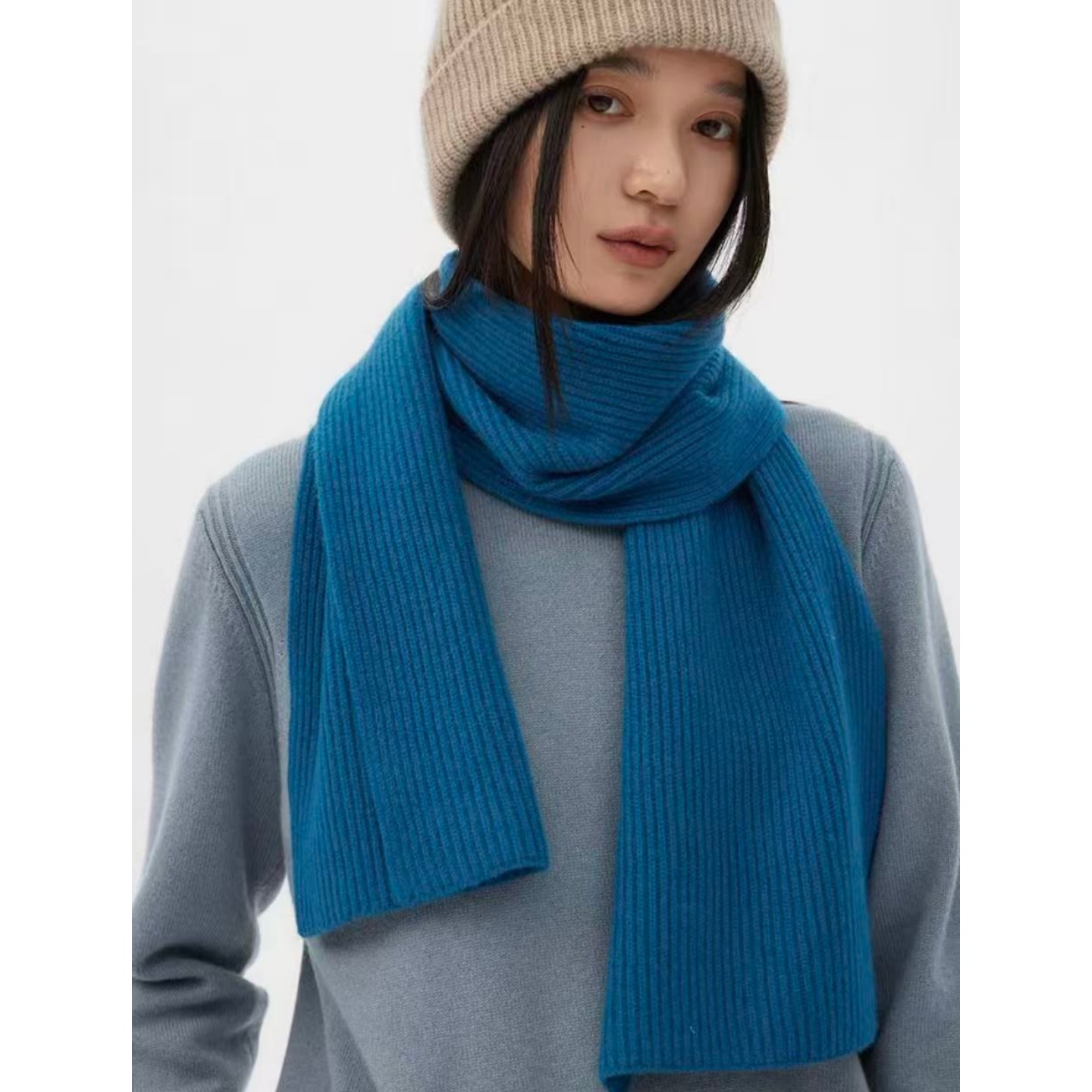 韩版坑条羊绒羊毛围巾秋冬围脖