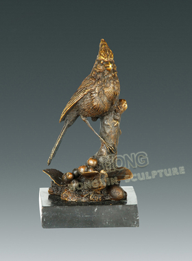 枝头小鸟摆件鸿鑫雕塑黄铜动物