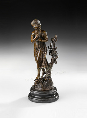 鸿鑫雕塑黄铜工艺品春天少女摆件