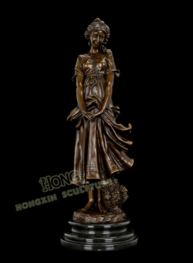 铜雕塑秋收EPA445工艺礼品酒店办公室样板房客厅家居室内摆件包邮