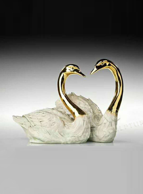 铜雕塑情侣天鹅AL527动物工艺饰品酒店客厅书房家居玄关桌面摆件